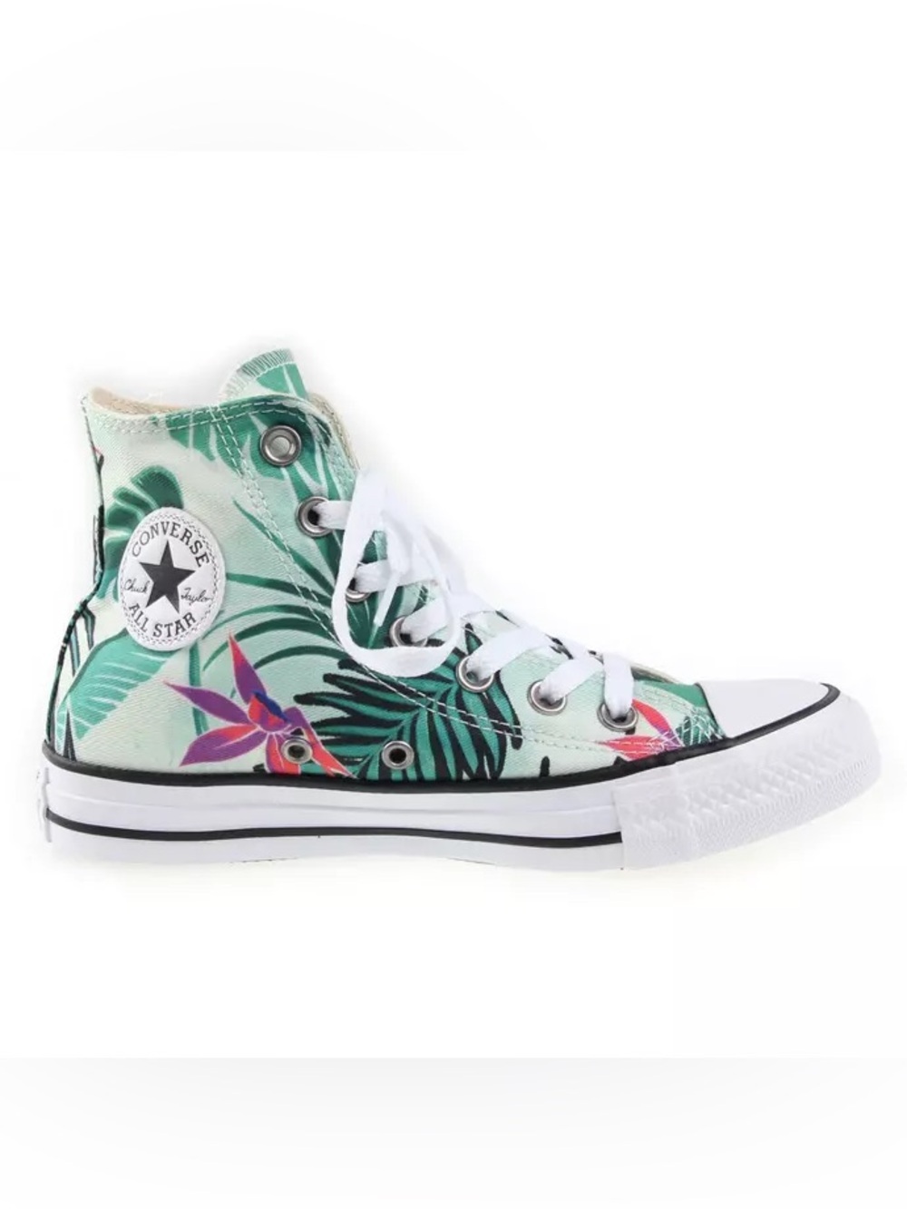 Converse All Star Chuck Taylor hi top green floral tropical print unisex 36/5.5